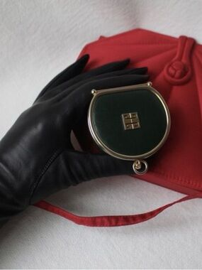 Givenchy Deep Green Vintage Coin Purse with Gold Hardware